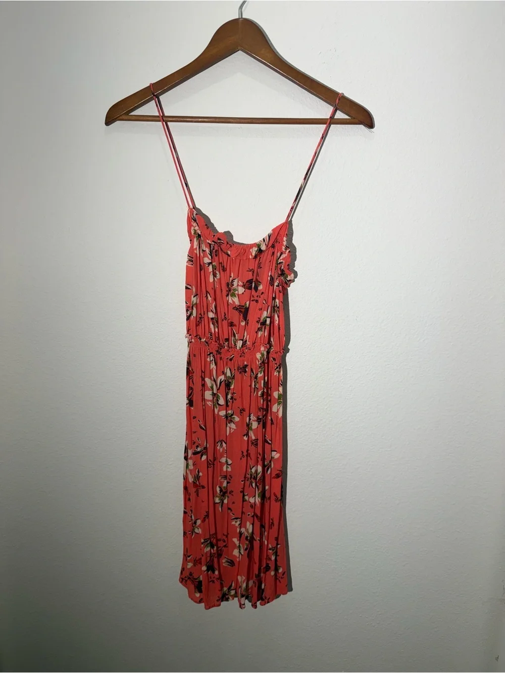 Free people Jolene Floral Spaghetti-Strap Coral Dress